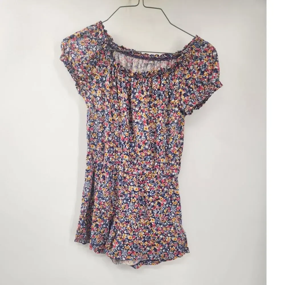 OLD NAVY Floral Short Sleeve Romper Girls Size Large (10-12)